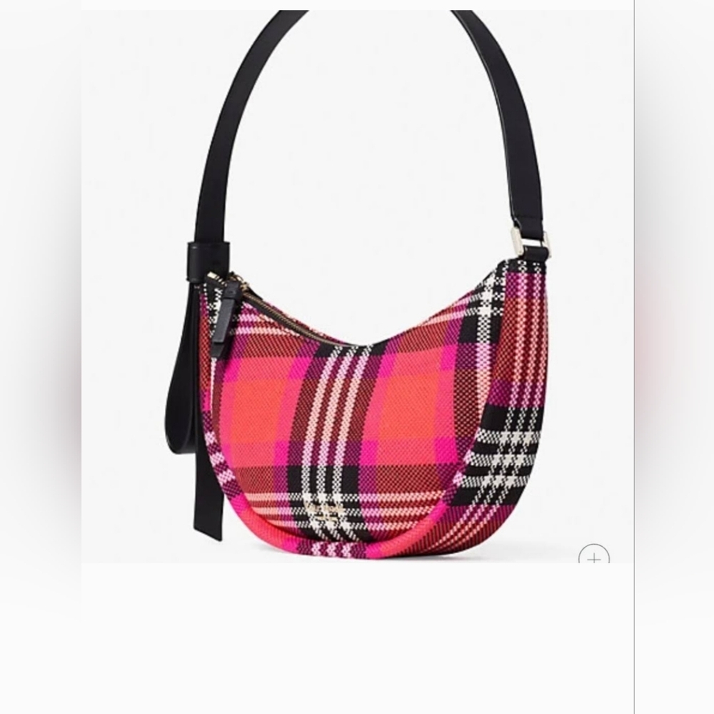 Kate Spade smile foliage plaid shoulder bag purse